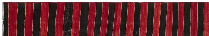 Cretan Red Striped Wool Hand-Woven Carpet 077 x 446