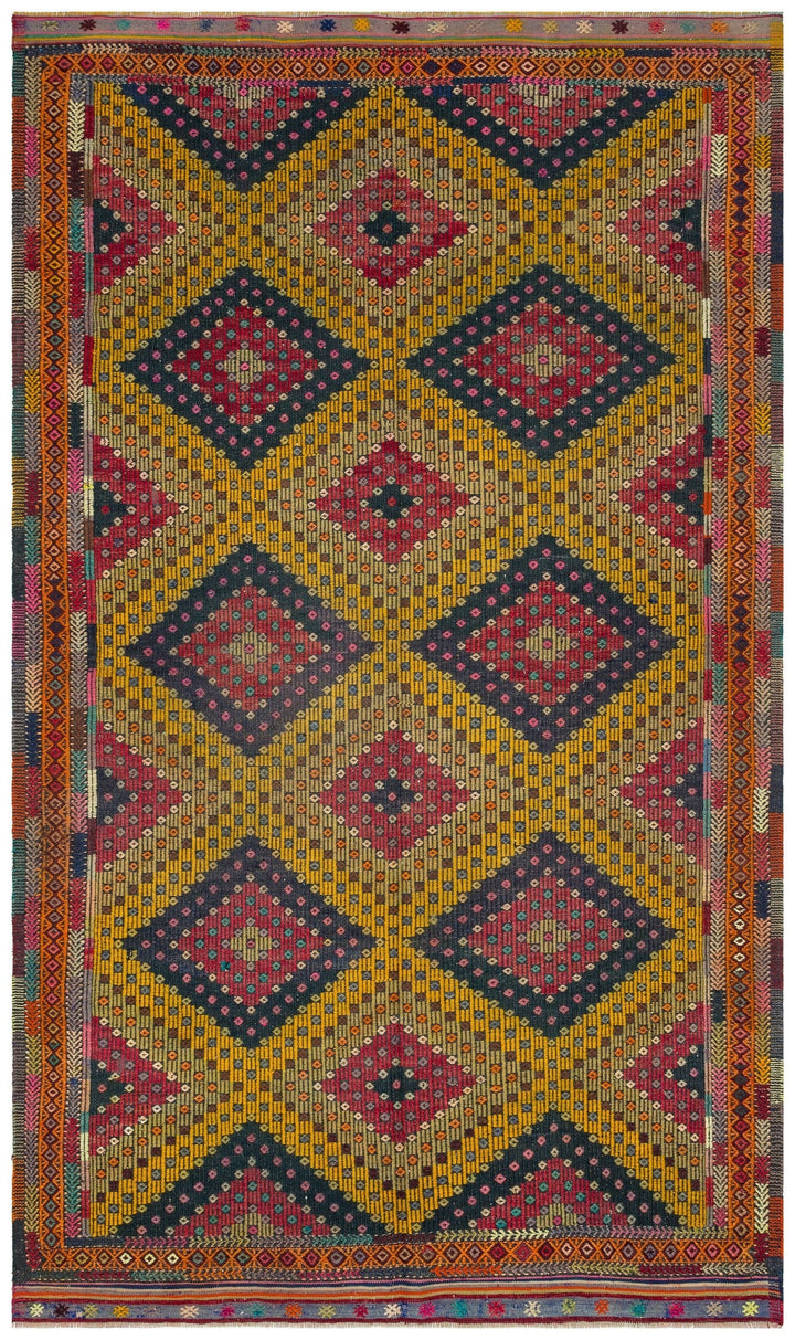 Crete Brown Geometric Wool Hand Woven Carpet 166 x 282