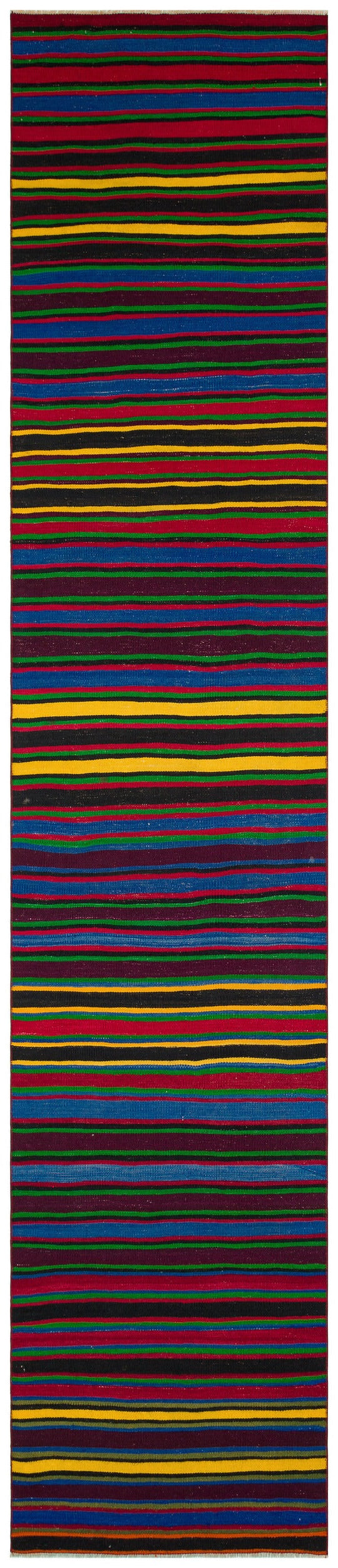 Cretan Purple Striped Wool Hand-Woven Carpet 082 x 397
