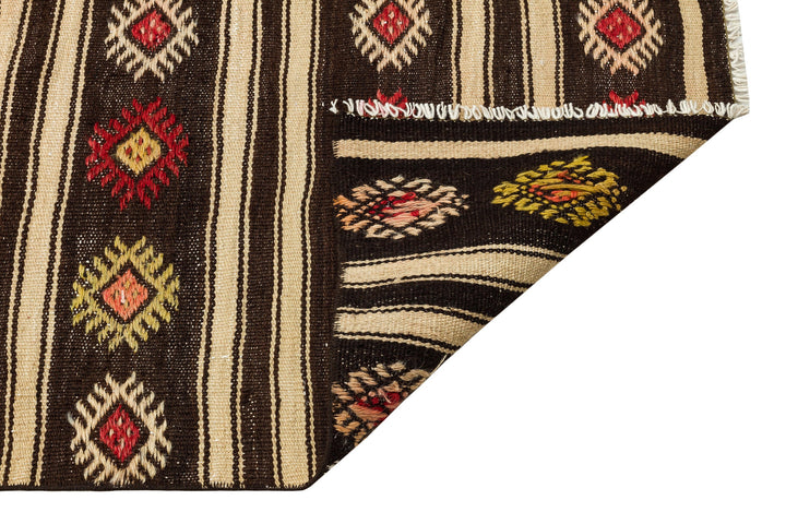 Cretan Multi Striped Wool Hand Woven Carpet 079 x 297
