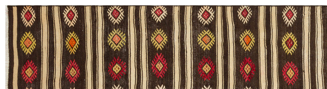 Cretan Multi Striped Wool Hand Woven Carpet 079 x 297