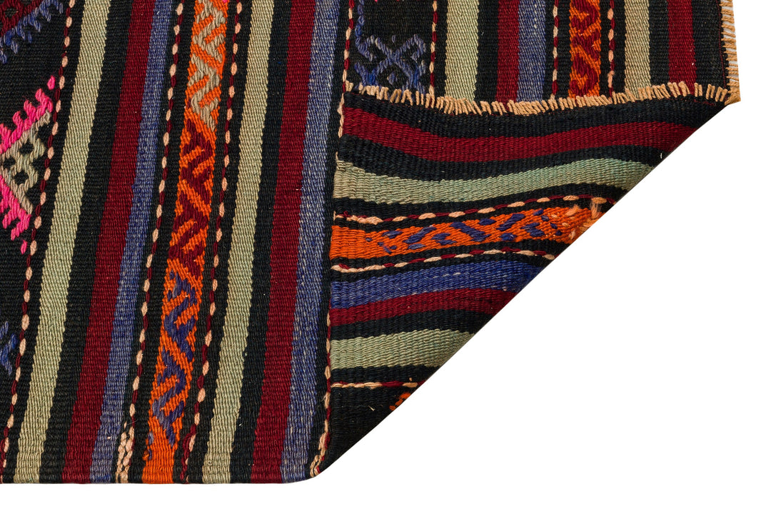 Cretan Brown Striped Wool Hand-Woven Carpet 082 x 266