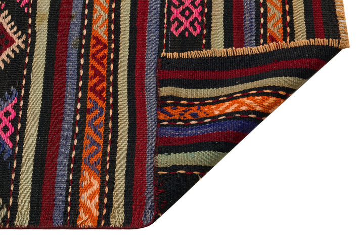 Cretan Brown Striped Wool Hand-Woven Carpet 081 x 266