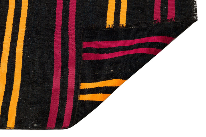 Cretan Black Striped Wool Hand-Woven Carpet 082 x 300
