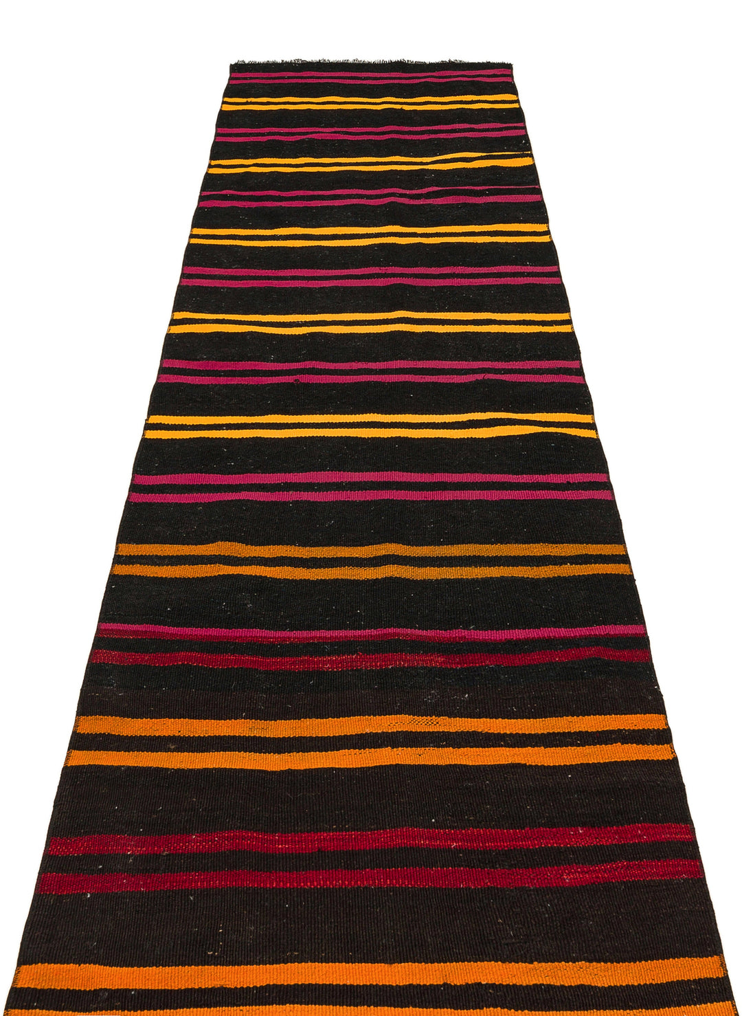 Cretan Black Striped Wool Hand-Woven Carpet 082 x 300