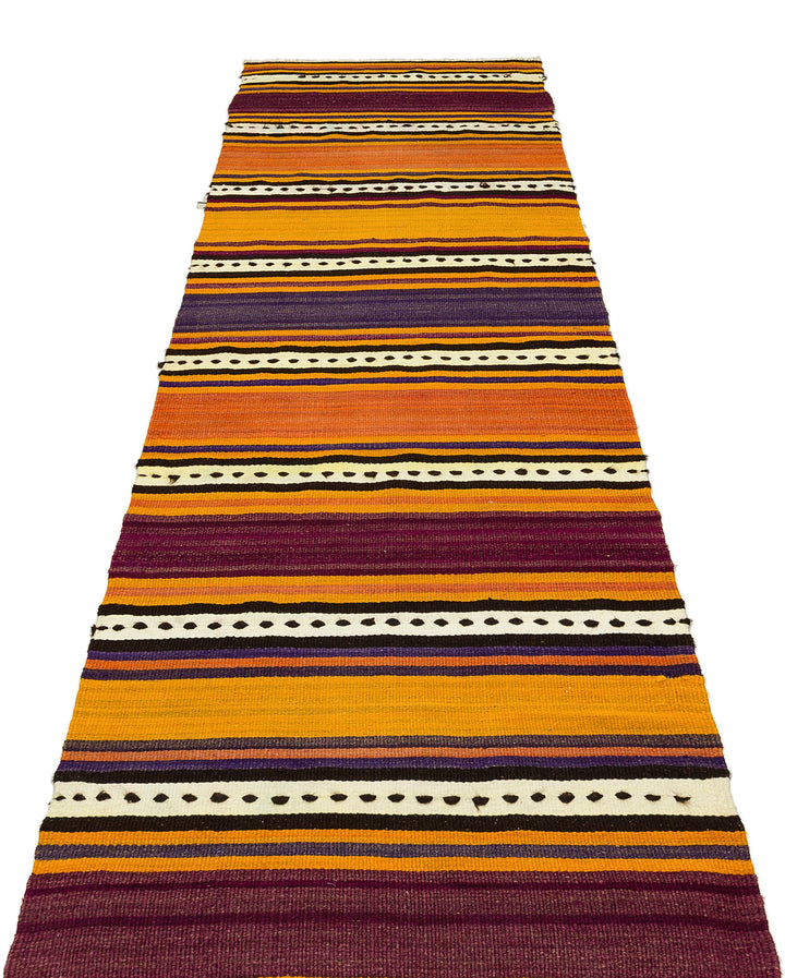 Cretan Yellow Striped Wool Hand Woven Carpet 091 x 293
