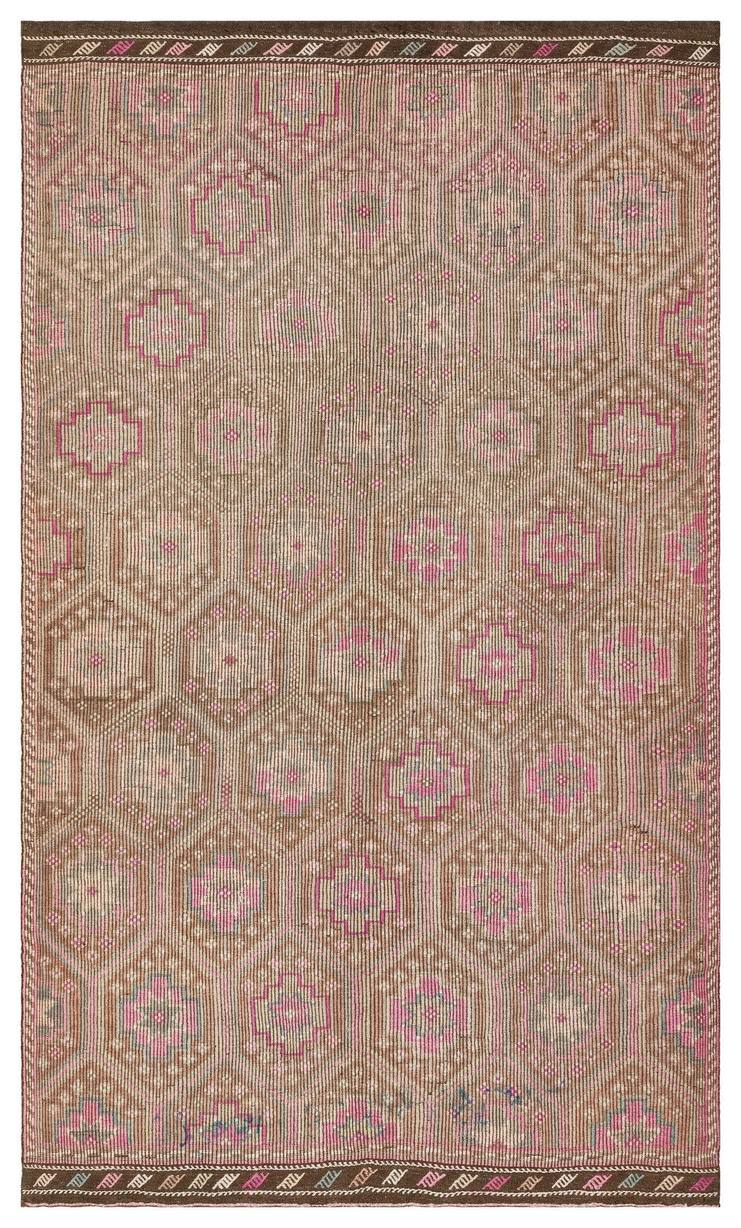 Cretan Brown Geometric Wool Hand Woven Carpet 184 x 300