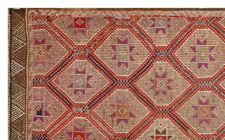 Crete Brown Geometric Wool Hand Woven Rug 177 x 292