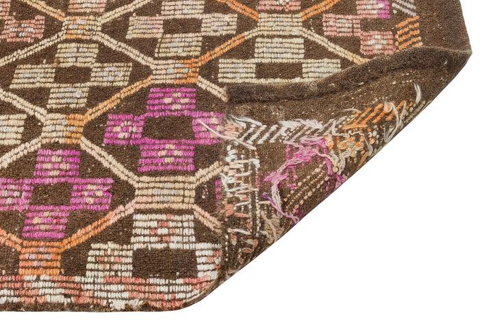 Crete Brown Geometric Wool Hand Woven Carpet 150 x 285