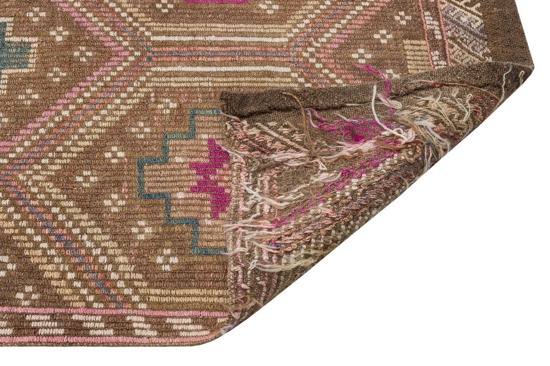Crete Brown Geometric Wool Hand Woven Carpet 169 x 310