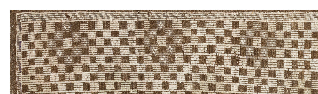 Crete Brown Geometric Wool Hand Woven Carpet 095 x 320