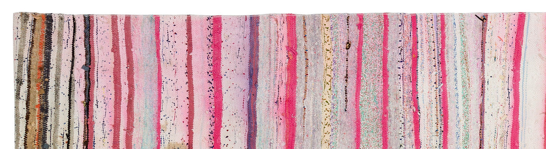 Cretan Pink Striped Wool Hand-Woven Carpet 077 x 307