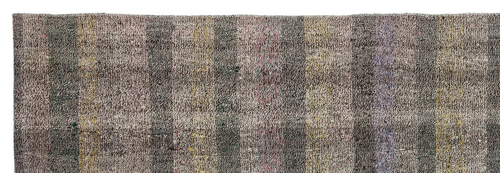 Cretan Gray Striped Wool Hand-Woven Carpet 089 x 266