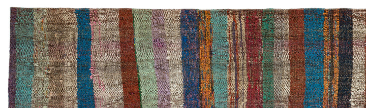 Cretan Brown Striped Wool Hand-Woven Carpet 096 x 340