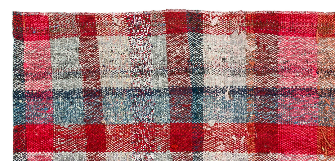 Cretan Red Striped Wool Hand Woven Carpet 070 x 150