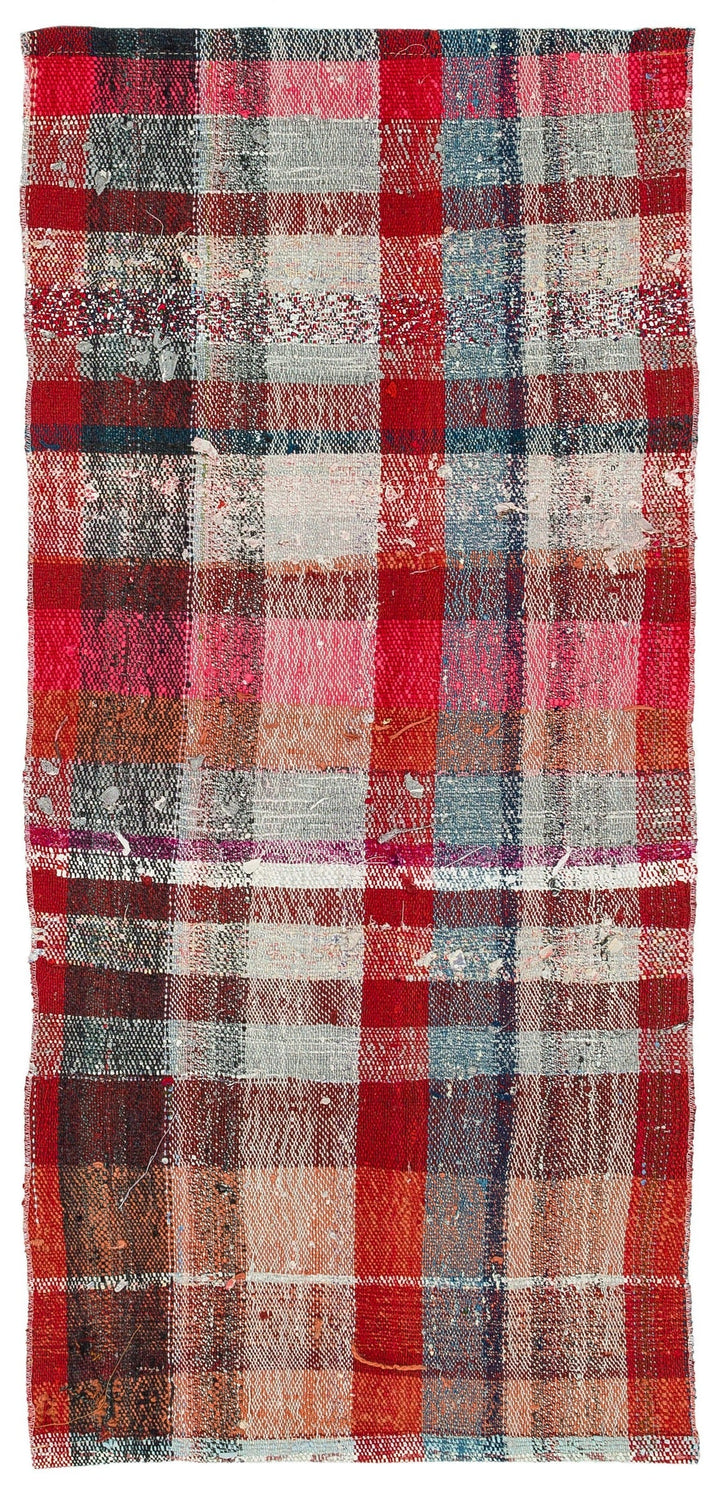 Cretan Red Striped Wool Hand Woven Carpet 070 x 150