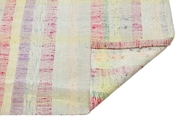 Cretan Beige Striped Wool Hand-Woven Carpet 085 x 268