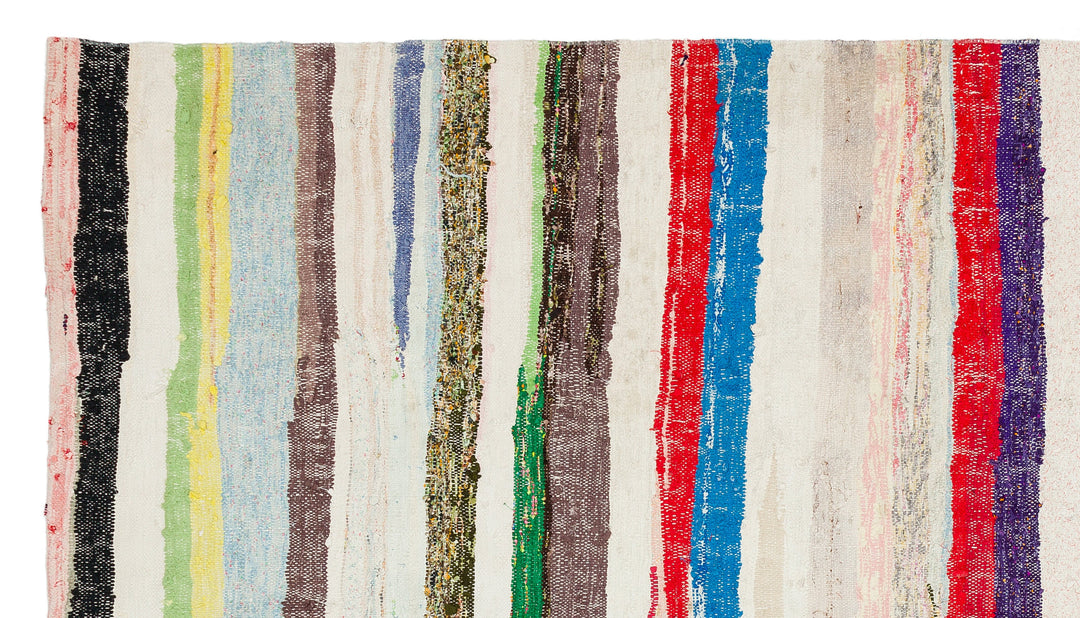 Cretan Beige Striped Wool Hand-Woven Rug 174 x 309