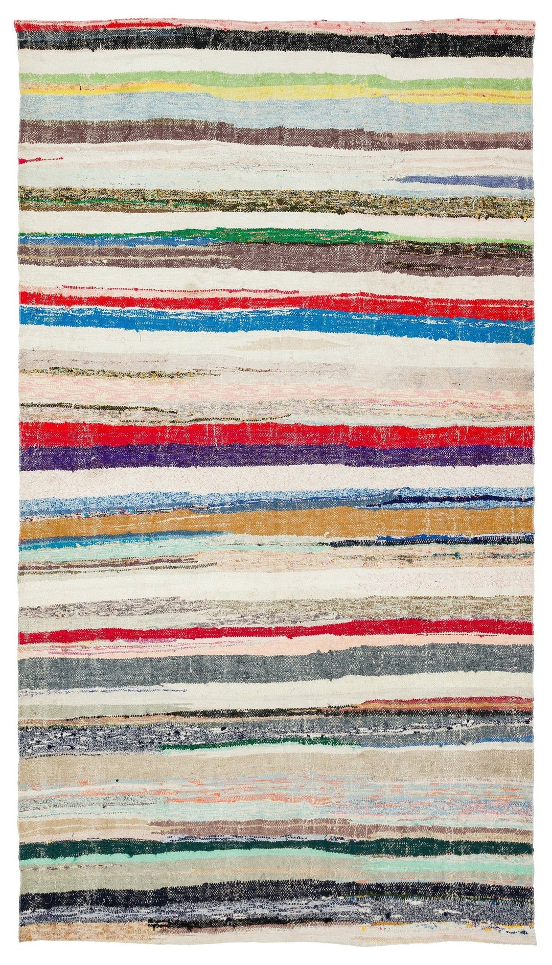 Cretan Beige Striped Wool Hand-Woven Rug 174 x 309