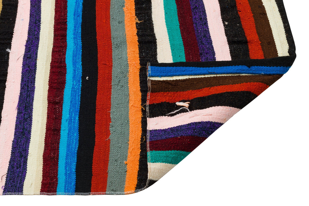Cretan Beige Striped Wool Hand-Woven Carpet 196 x 281