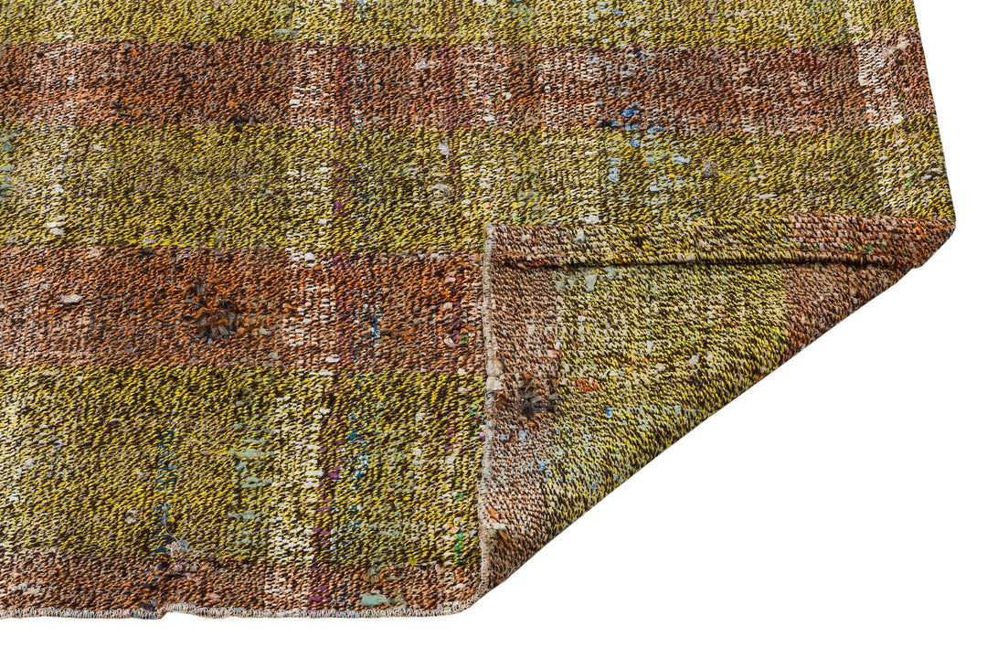 Cretan Yellow Striped Wool Hand-Woven Carpet 078 x 190