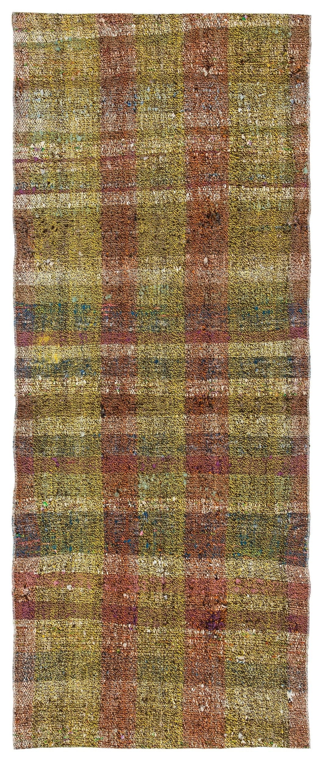 Cretan Yellow Striped Wool Hand-Woven Carpet 078 x 190