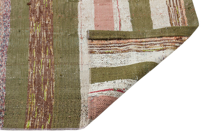 Cretan Beige Striped Wool Hand-Woven Carpet 198 x 320