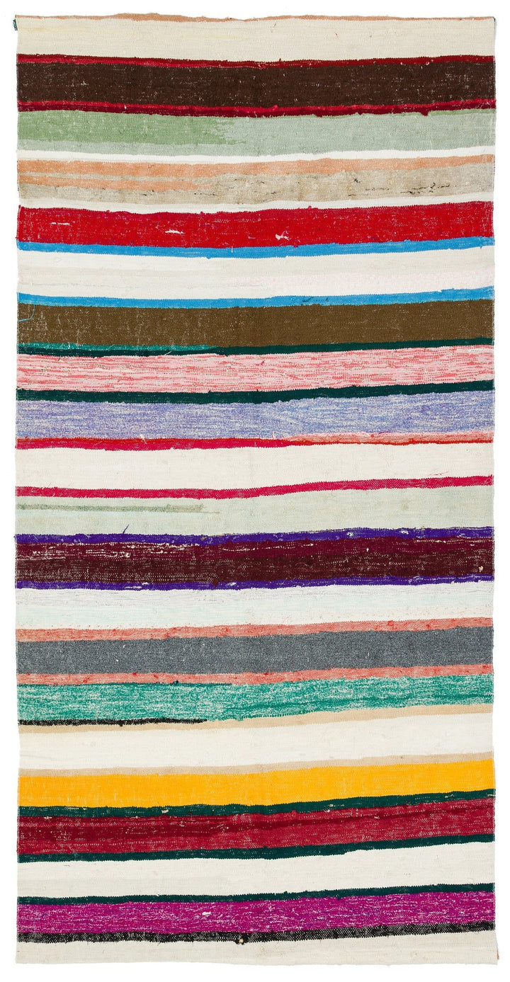 Crete Multi Striped Wool Hand Woven Carpet 144 x 282
