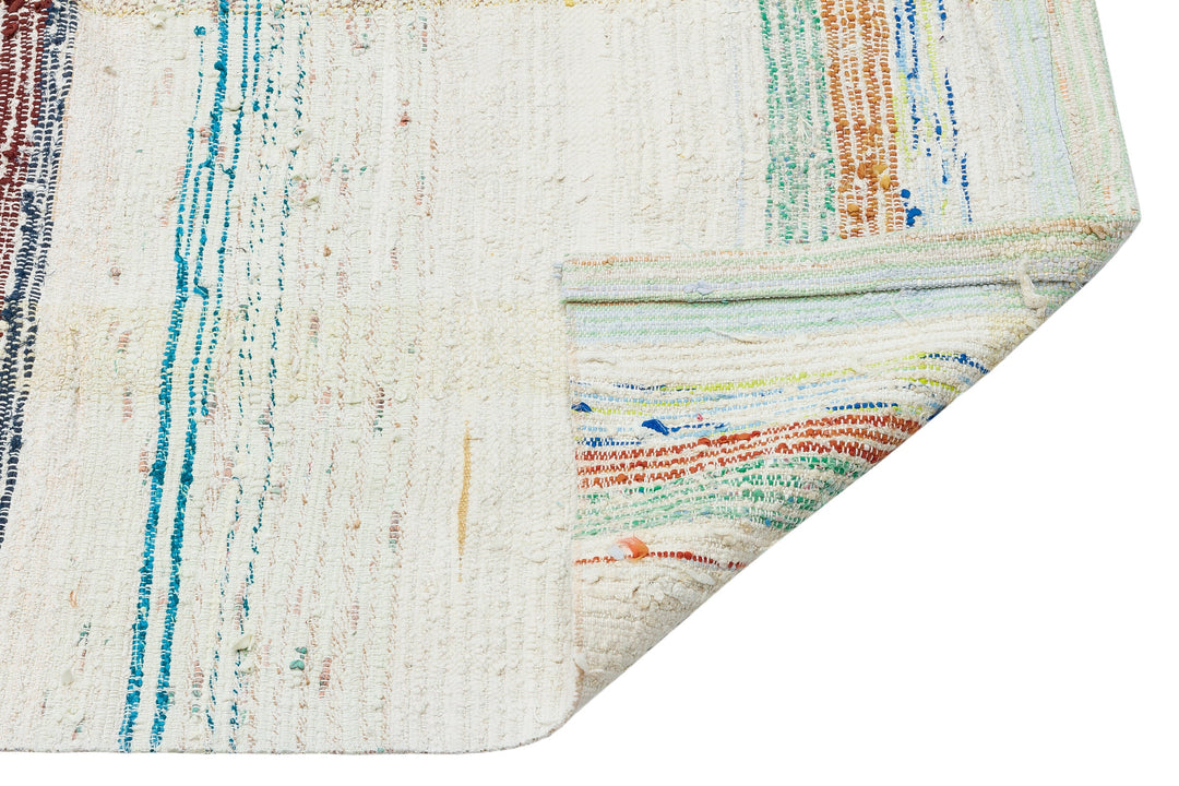 Cretan Beige Striped Wool Hand-Woven Carpet 173 x 201