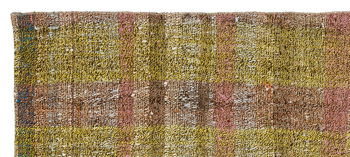 Cretan Yellow Striped Wool Hand-Woven Carpet 079 x 182