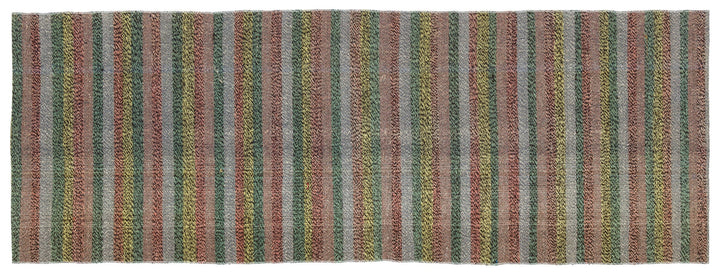 Cretan Brown Striped Wool Hand-Woven Carpet 078 x 211