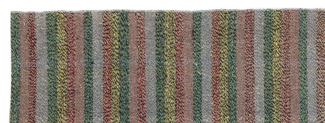 Cretan Brown Striped Wool Hand-Woven Carpet 078 x 211