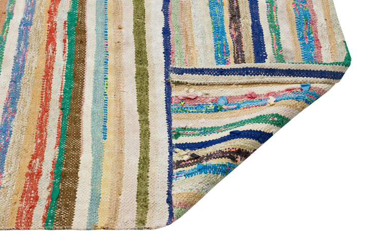 Cretan Beige Striped Wool Hand-Woven Carpet 164 x 306