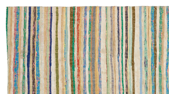 Cretan Beige Striped Wool Hand-Woven Carpet 164 x 306