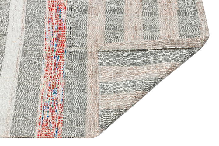 Cretan Beige Striped Wool Hand-Woven Carpet 204 x 279