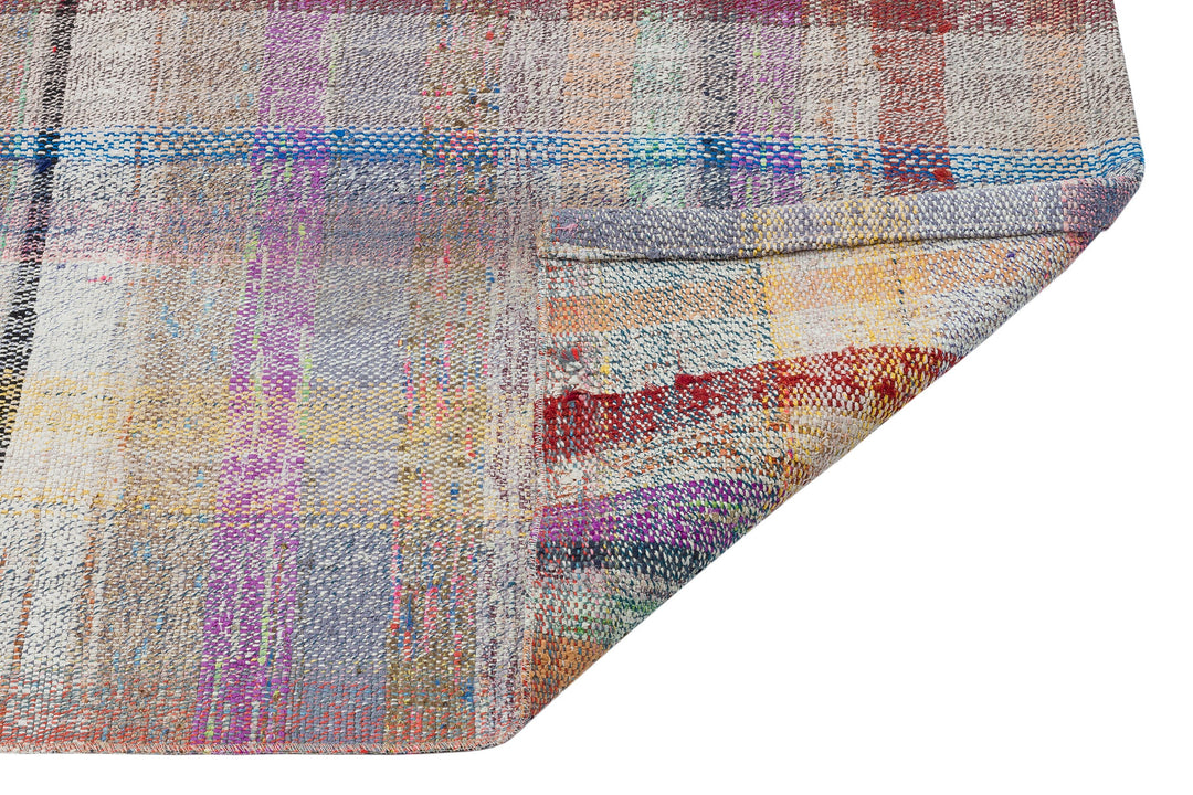 Cretan Beige Striped Wool Hand-Woven Carpet 099 x 279