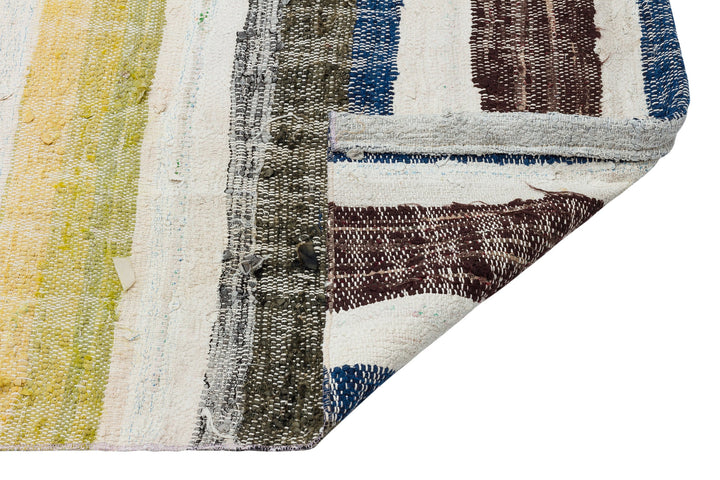 Cretan Beige Striped Wool Hand-Woven Carpet 154 x 333