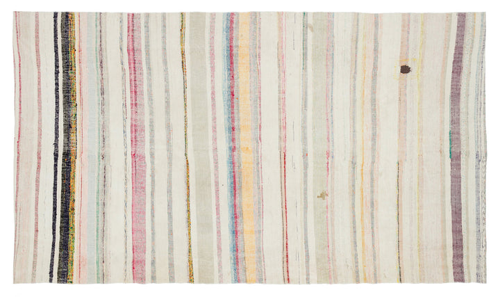 Cretan Beige Striped Wool Hand-Woven Carpet 172 x 300