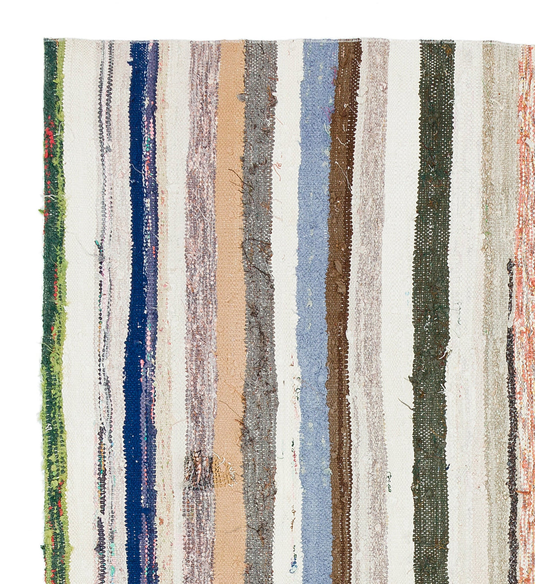 Cretan Beige Striped Wool Hand-Woven Carpet 167 x 155