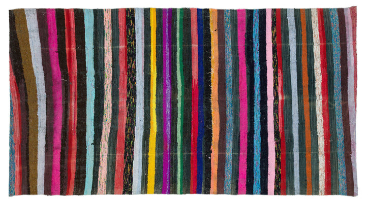 Cretan Beige Striped Wool Hand-Woven Carpet 162 x 302