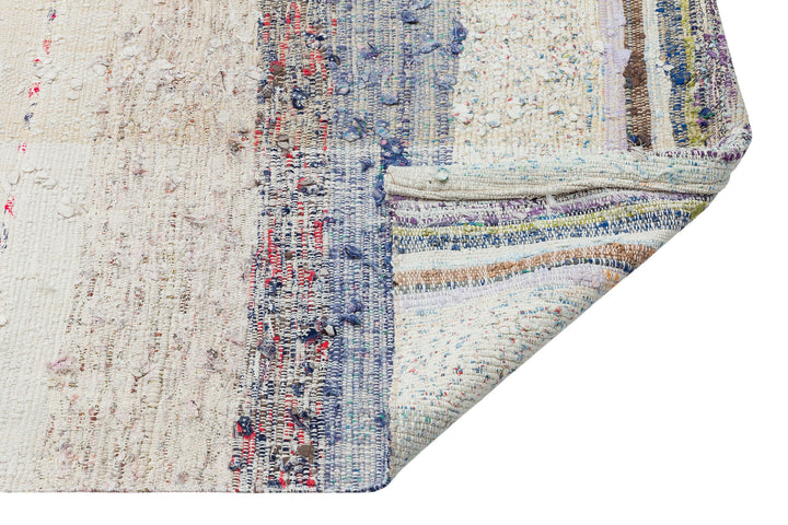 Cretan Beige Striped Wool Hand-Woven Carpet 175 x 266