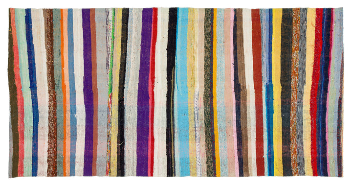 Cretan Beige Striped Wool Hand-Woven Carpet 162 x 320