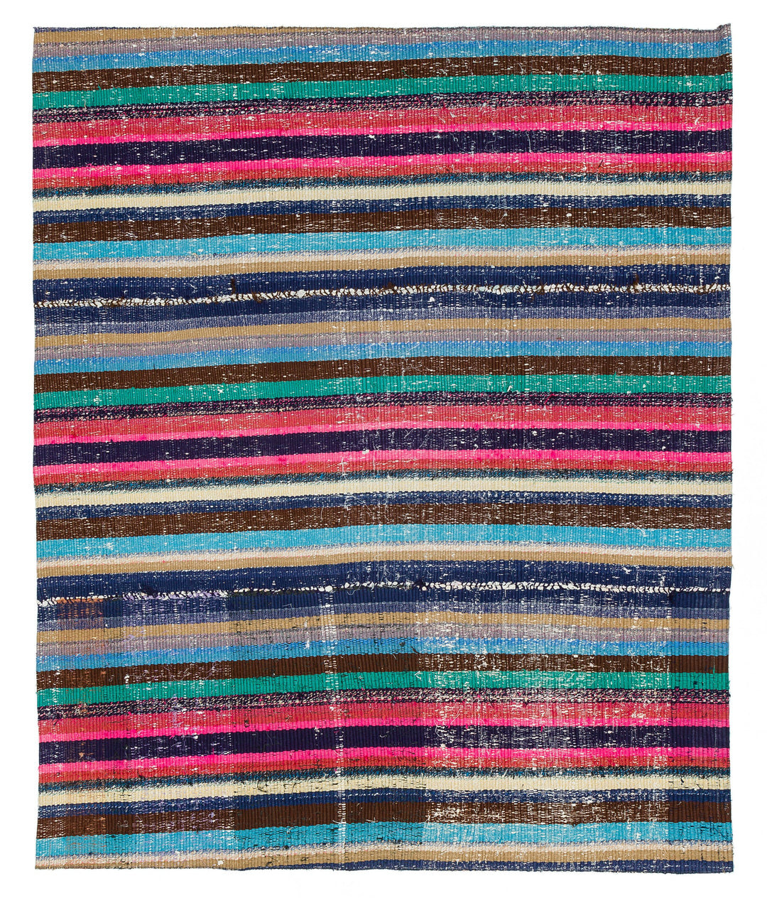 Cretan Blue Striped Wool Hand-Woven Carpet 157 x 131