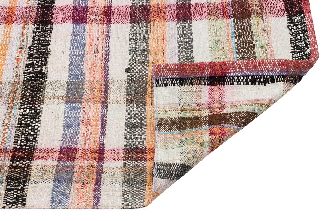 Cretan Beige Striped Wool Hand-Woven Carpet 075 x 266