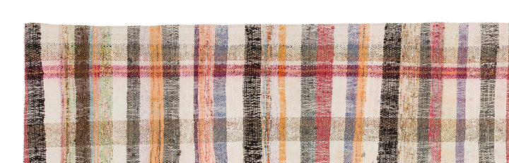 Cretan Beige Striped Wool Hand-Woven Carpet 075 x 266