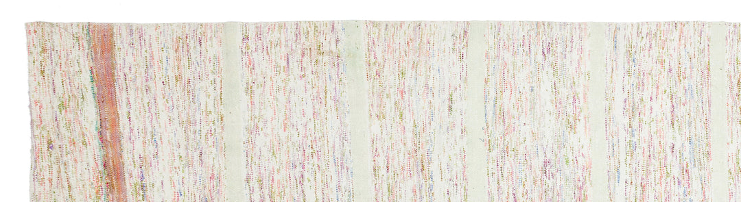 Cretan Beige Striped Wool Hand-Woven Carpet 084 x 336