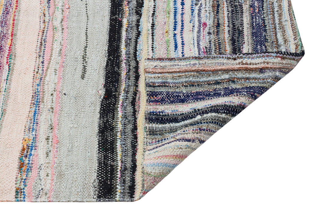 Cretan Beige Striped Wool Hand-Woven Carpet 132 x 292