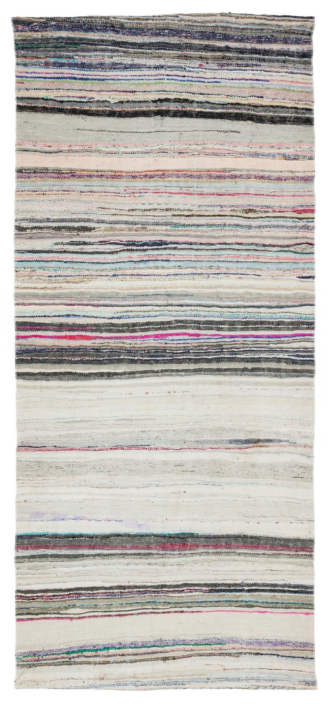 Cretan Beige Striped Wool Hand-Woven Carpet 132 x 292