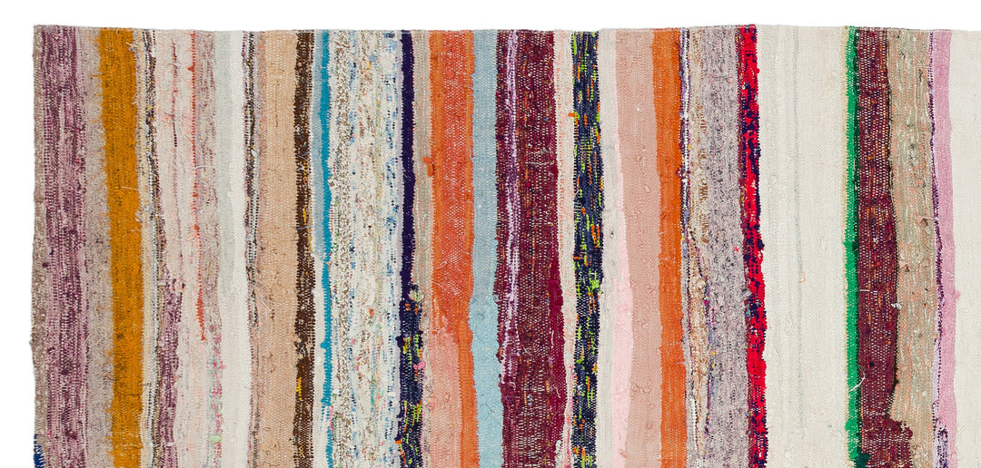 Cretan Beige Striped Wool Hand-Woven Carpet 152 x 327