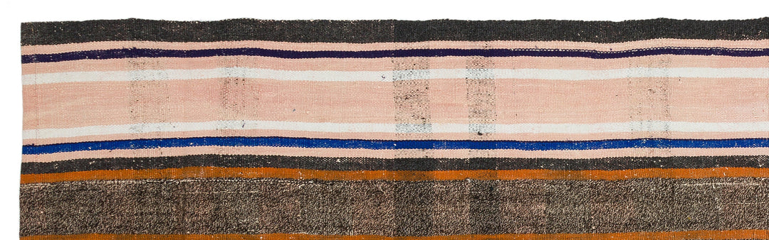 Cretan Beige Striped Wool Hand Woven Carpet 092 x 314